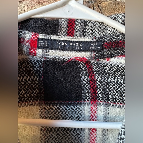 Zara Black and Red Plaid Shirt Jacket - Picture 3 of 5